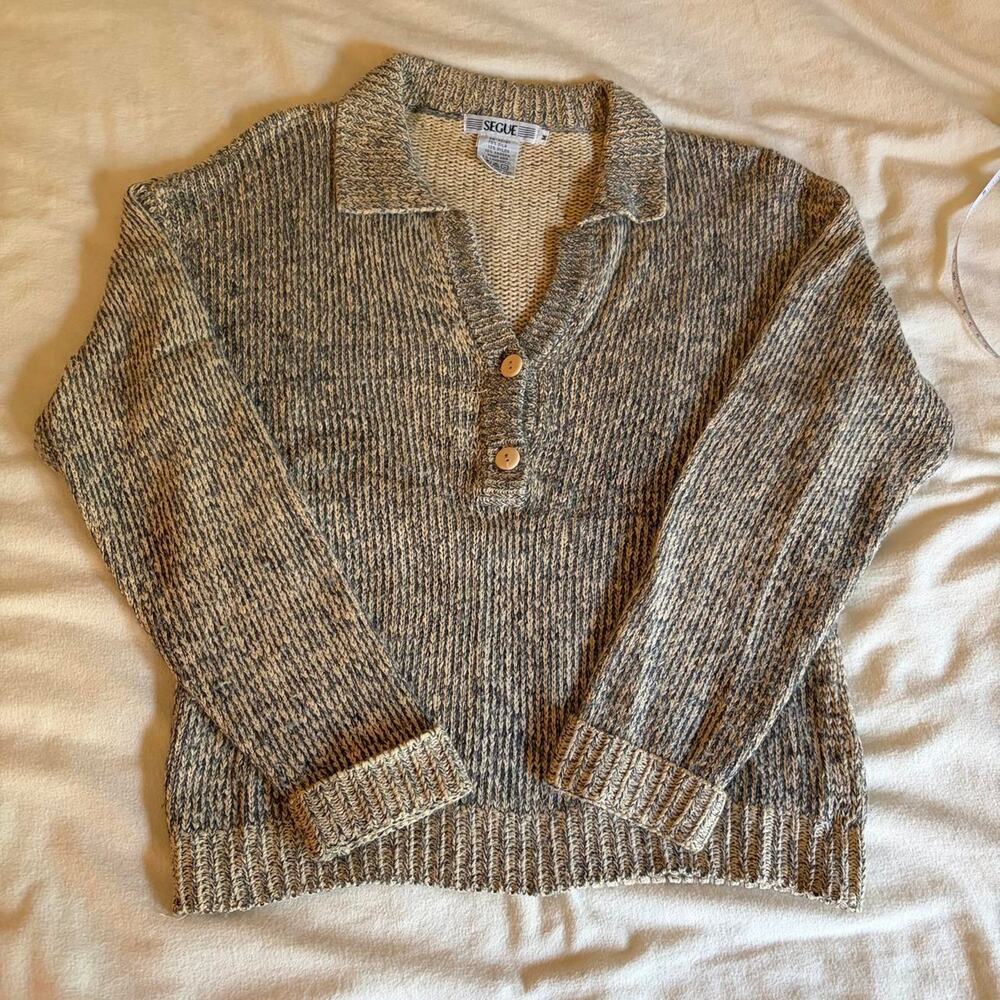 VINTAGE SILK/ANGORA RABBIT/LAMBS WOOL 80S/90S SEGUE PULLOVER SWEATER